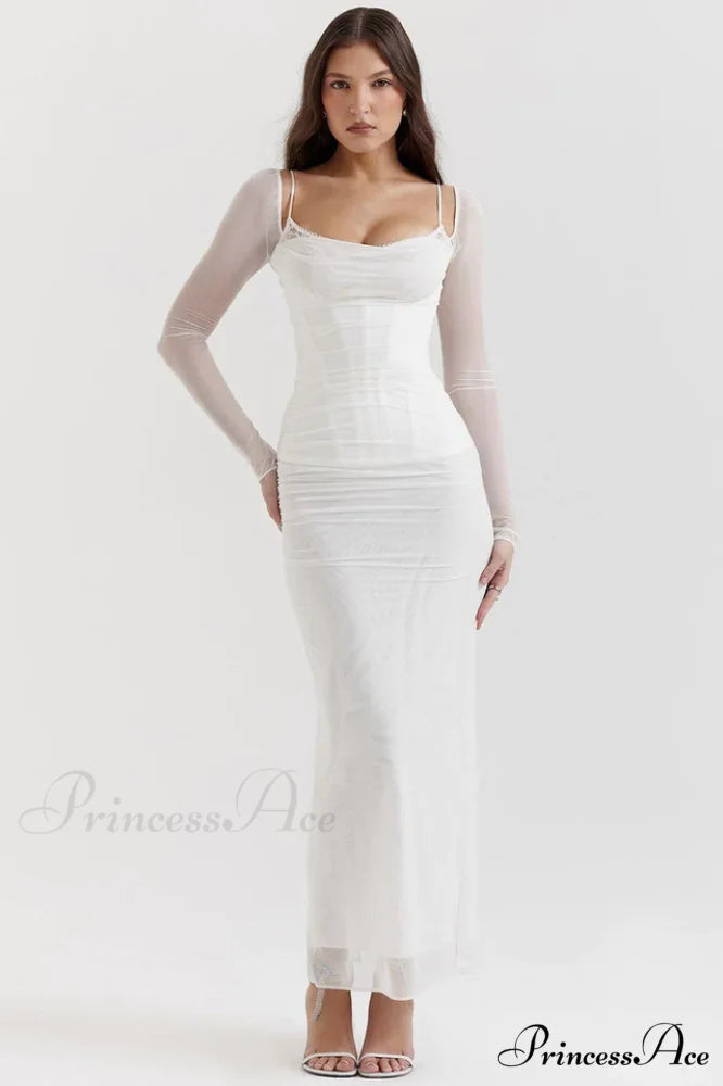 Katarina Black Stylish Maxi Dress XS / White