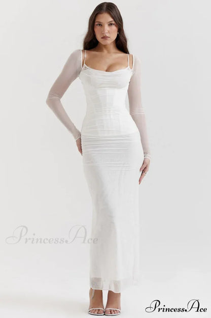 Katarina Black Stylish Maxi Dress XS / White