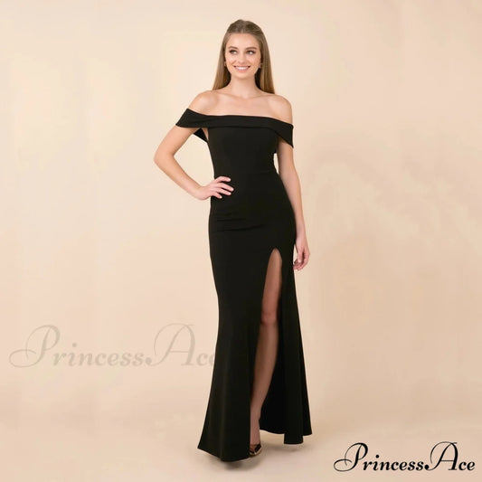 Kate Formal Stylish Crepe Midi Dress BLACK / S