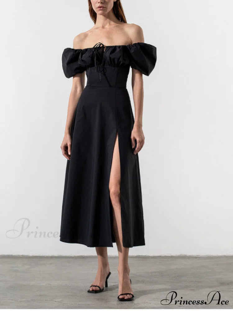 KATIE OFF Stylish SHOULDER MIDI DRESS White / S