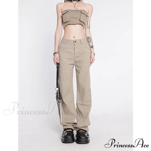 Khaki Wide Leg Jeans