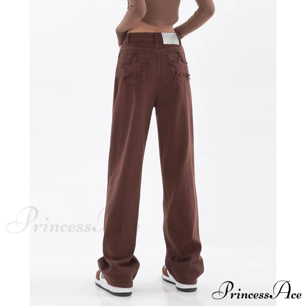 Khaki Wide Leg Jeans coffee / S