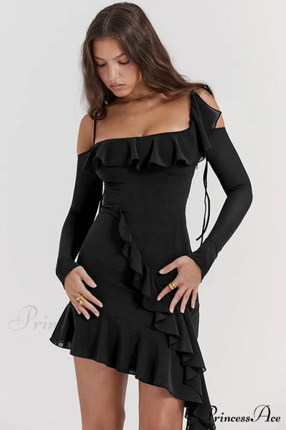 Kiki Ruffle Stylish Mini Dress S / Black