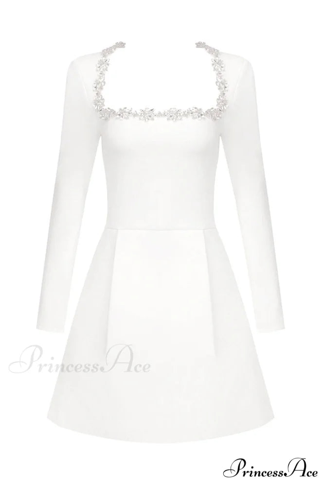 KIMBERLY Muse Stylish Diamond Dress XS / White