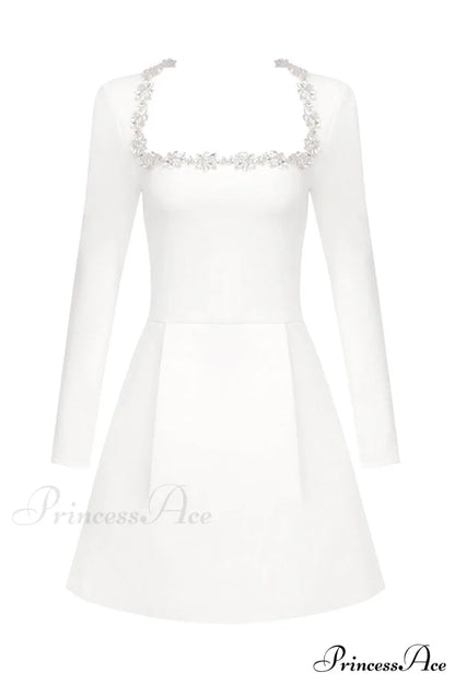 KIMBERLY Muse Stylish Diamond Dress XS / White