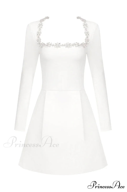 KIMBERLY Muse Stylish Diamond Dress XS / White