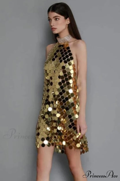 Kimora Halterneck Stylish Chainmail Mini Dress