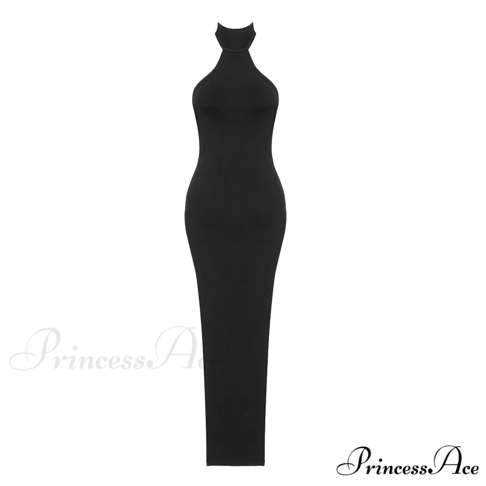 KITTY Elegant MAXI DRESS Black / XS