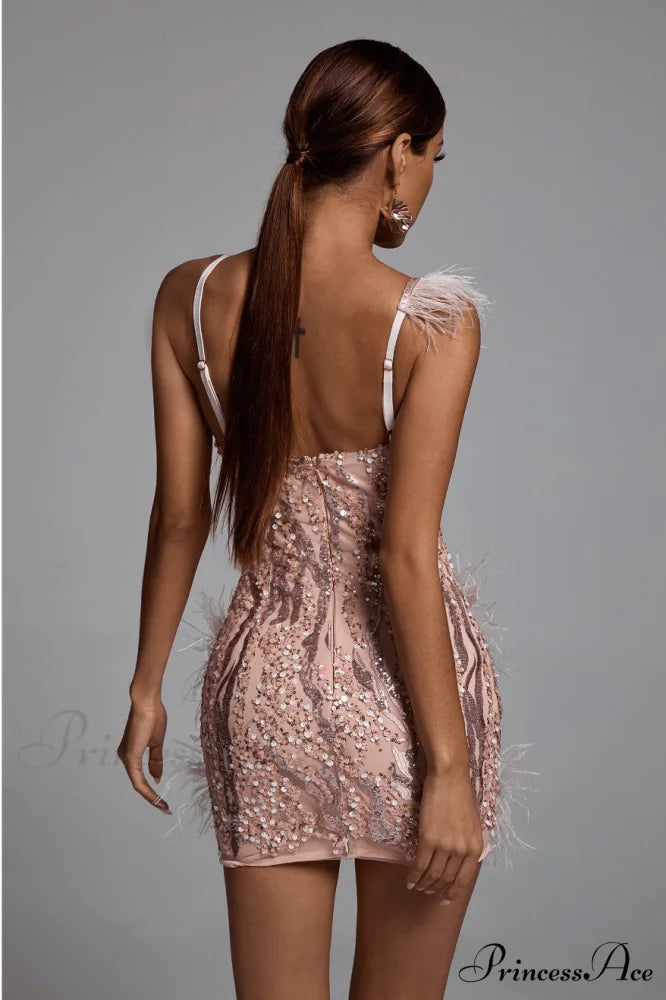 Klauda Pink Stylish Mini Dress