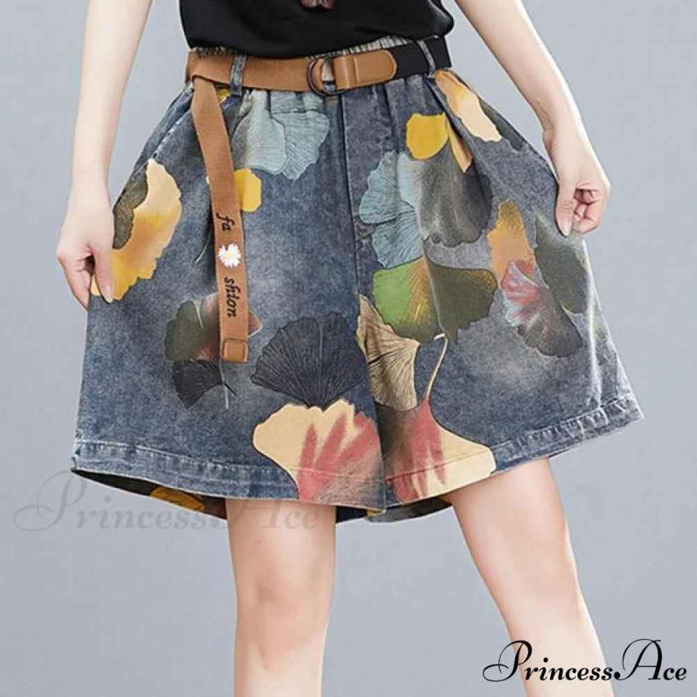 Knee Length Denim Shorts Multi-color / XL