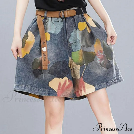 Knee Length Denim Shorts Multi-color / XL