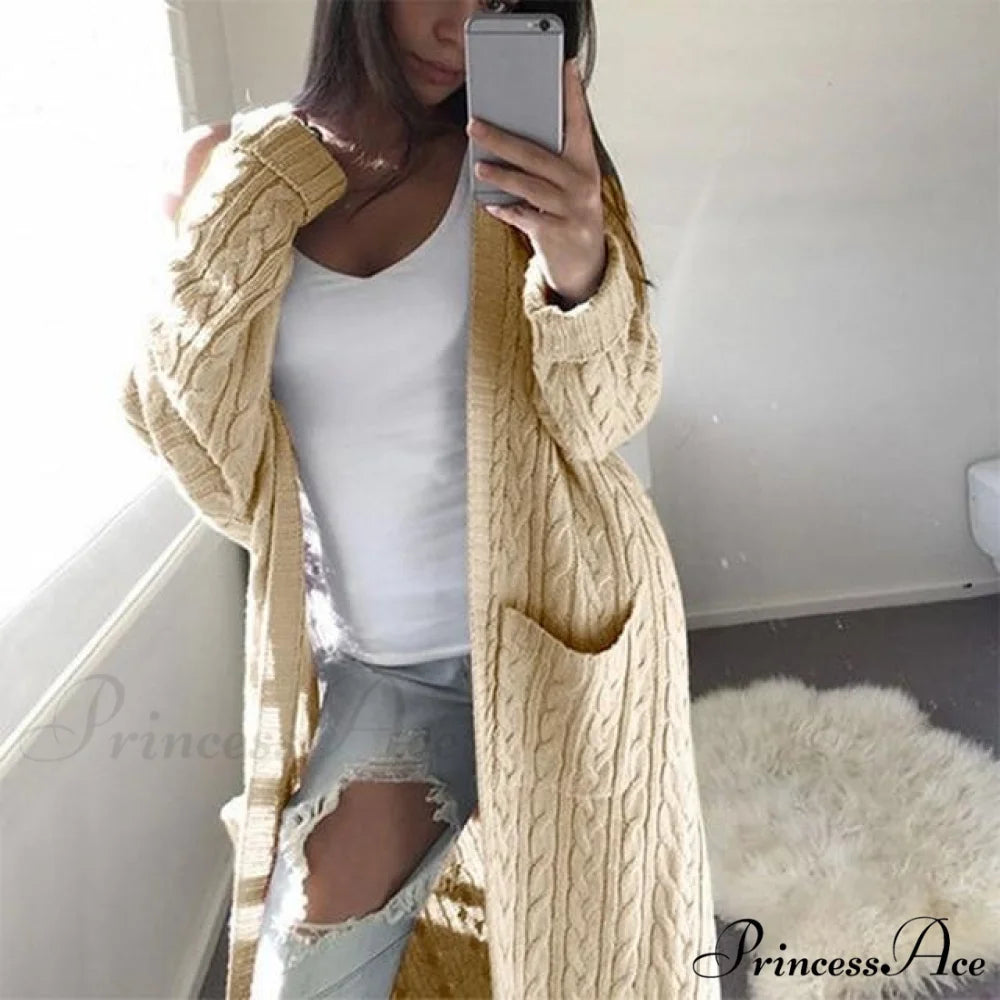 Knit Cozy Cardigan Khaki / S