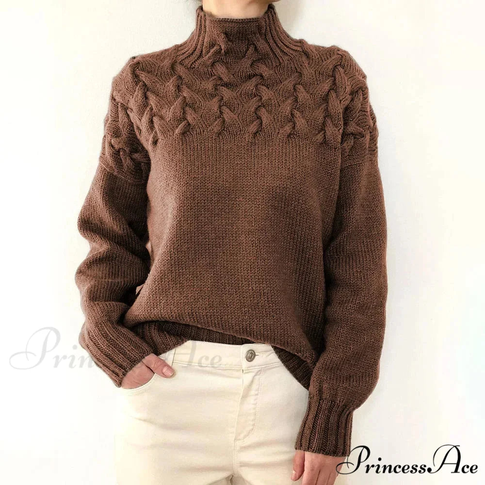 Knit & Crocheted Cozy Rose Jumper khaki / S swraters-241228