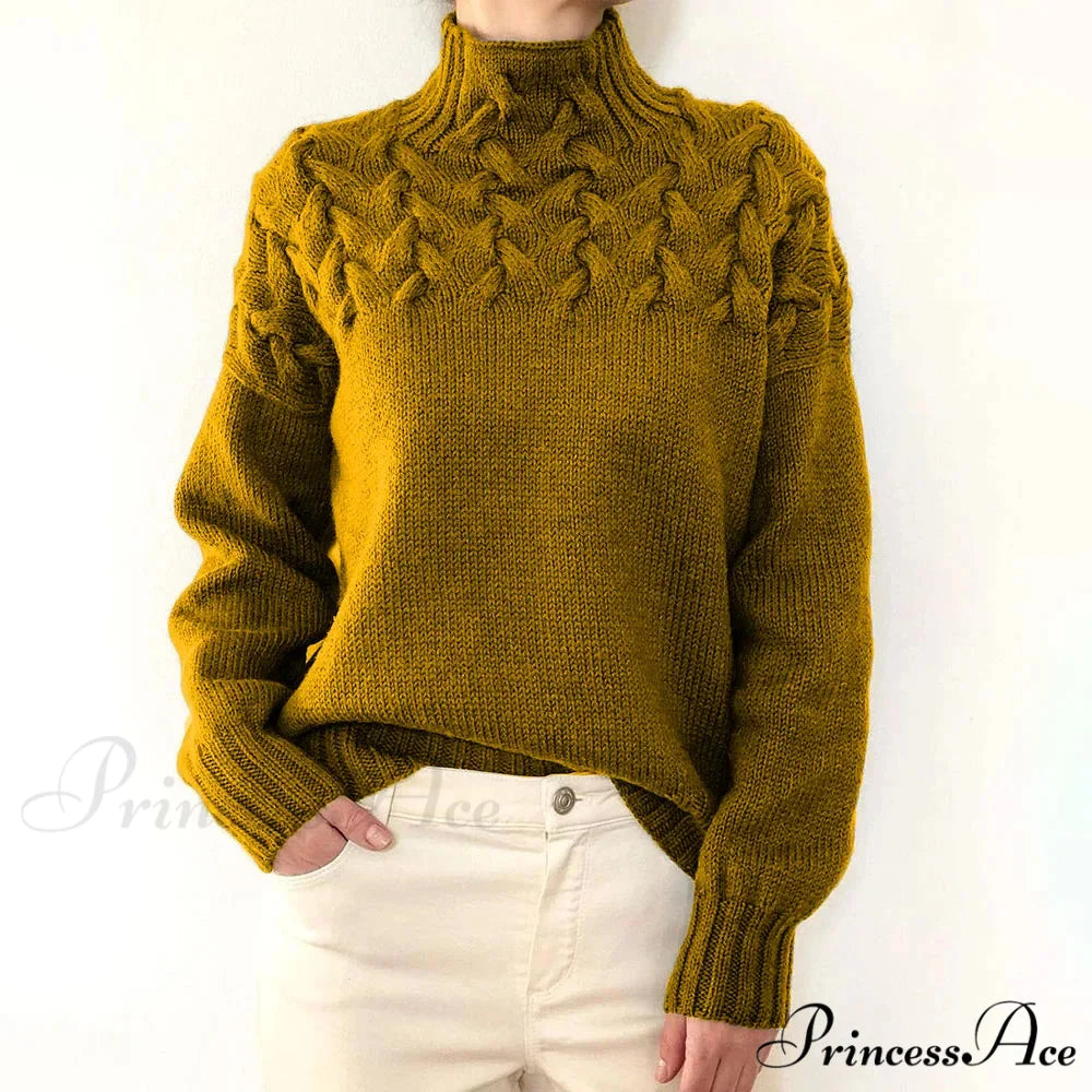 Knit & Crocheted Cozy Rose Jumper Yellow / S swraters-241228
