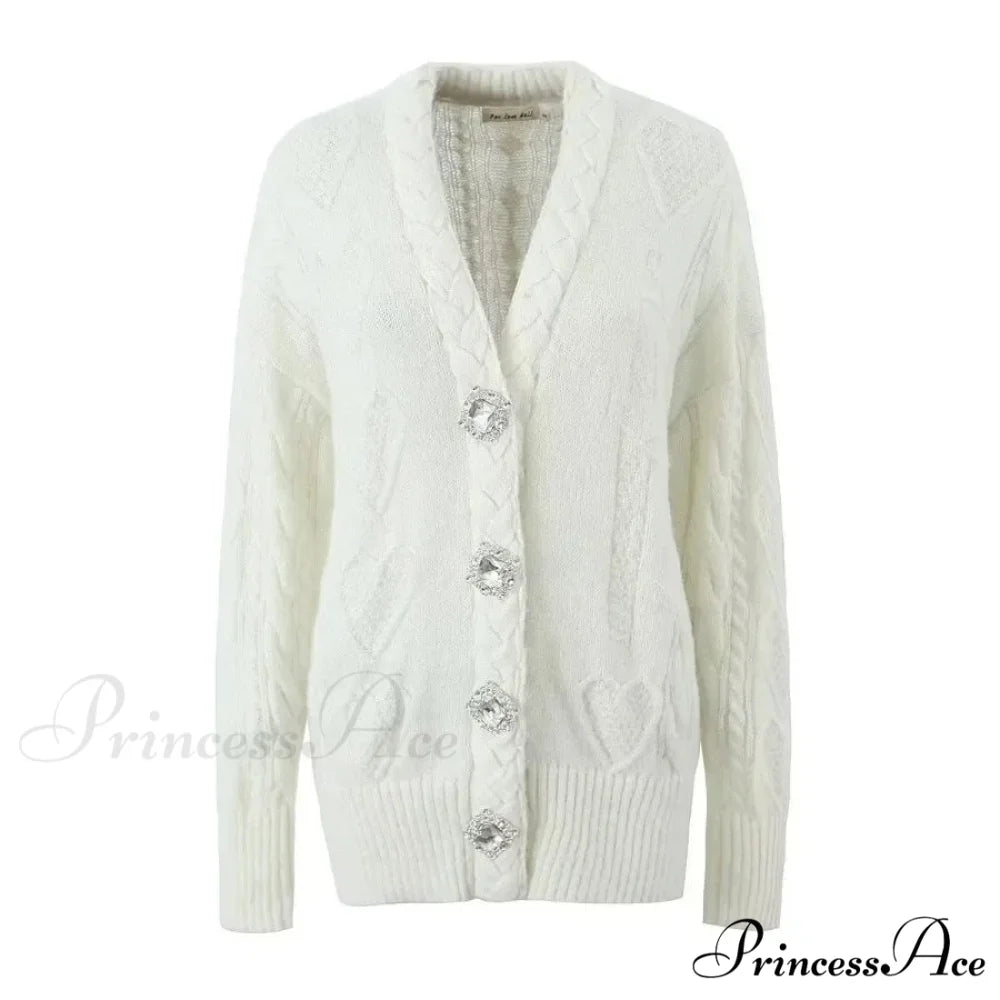 Knit Diamond Pink Cardigan Beige1 / S