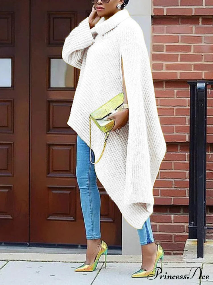 Knit Ruffle Graceful Sleeve Solid Tops White / S