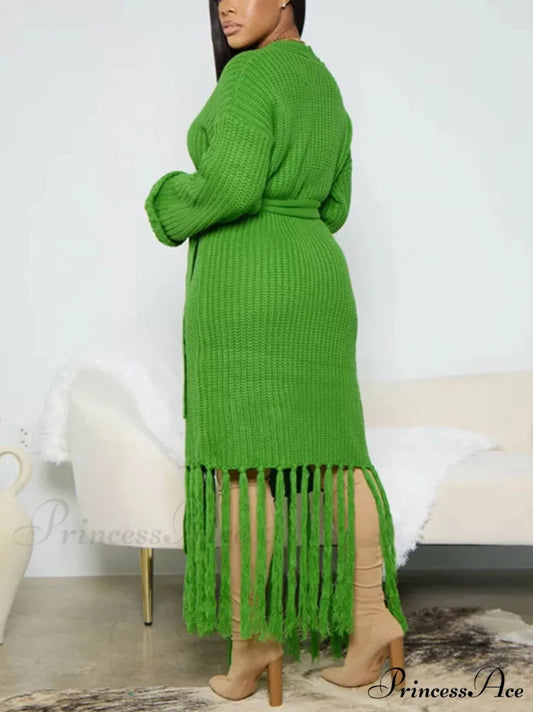 Knit Slit Graceful Turtleneck Sweaters