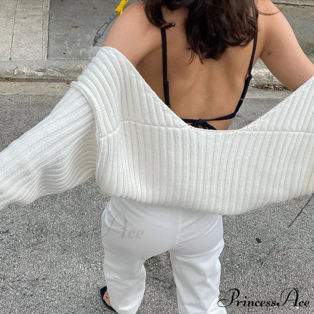 Knit Sweater Stylish Cropped Sleeve