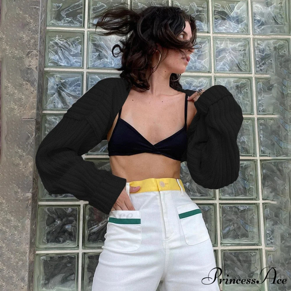 Knit Sweater Stylish Cropped Sleeve