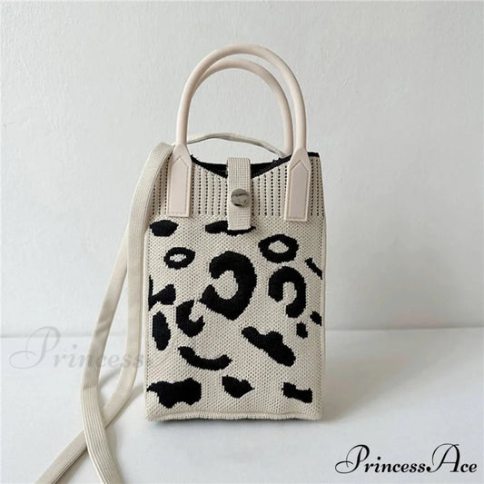 Knitted Cell Phone Small Style Crossbody Purse White handbag-250126