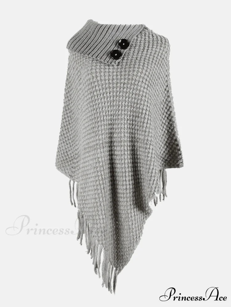 Knitted Charming Button Cardigan Grey / One Size