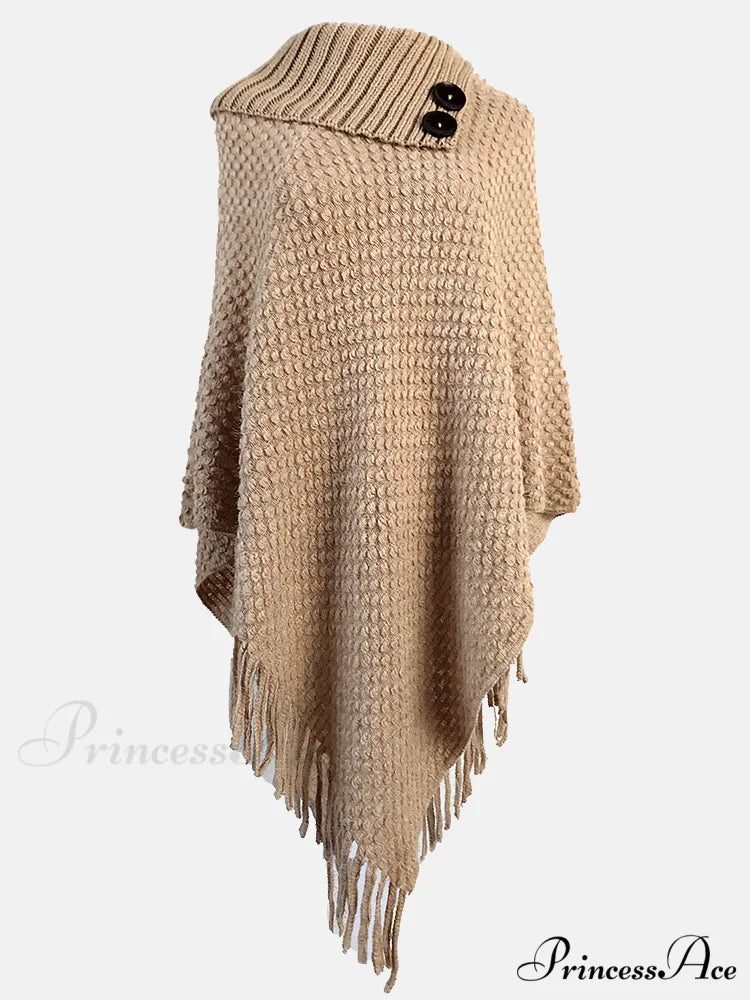 Knitted Charming Button Cardigan Khaki / One Size