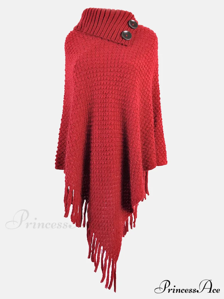Knitted Charming Button Cardigan Red / One Size