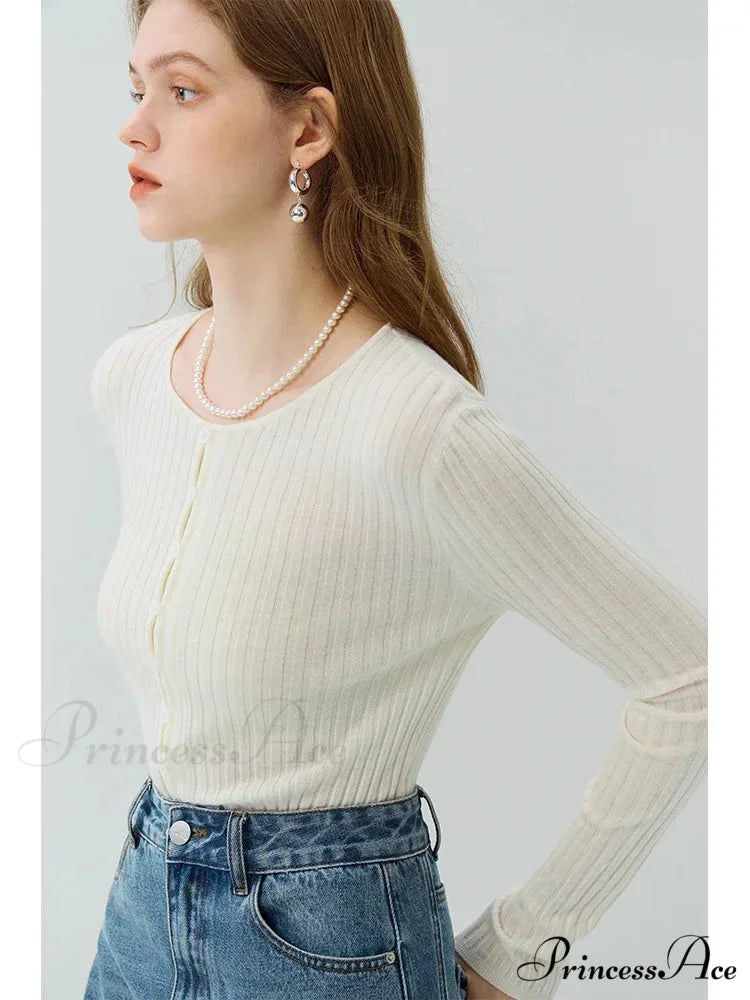 Knitted Circular Neck Jumper Informal Baggy Jumper WHITE / S swraters-241228