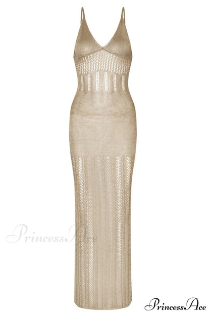 Knitted Cutout V Charming Neck Cover Up Dress