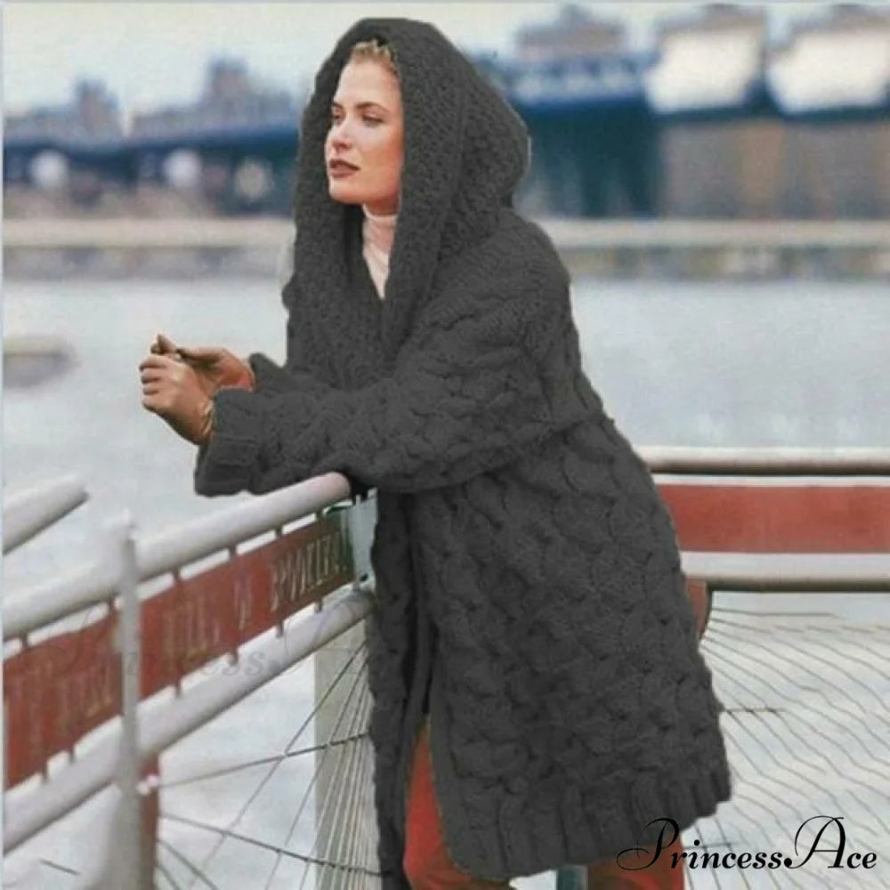 Knitted Elegant Cardigan Dark Gray / S