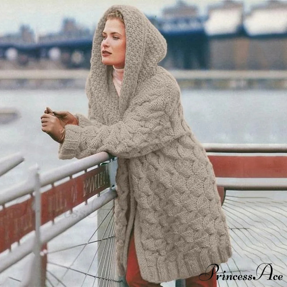 Knitted Elegant Cardigan Khaki / S