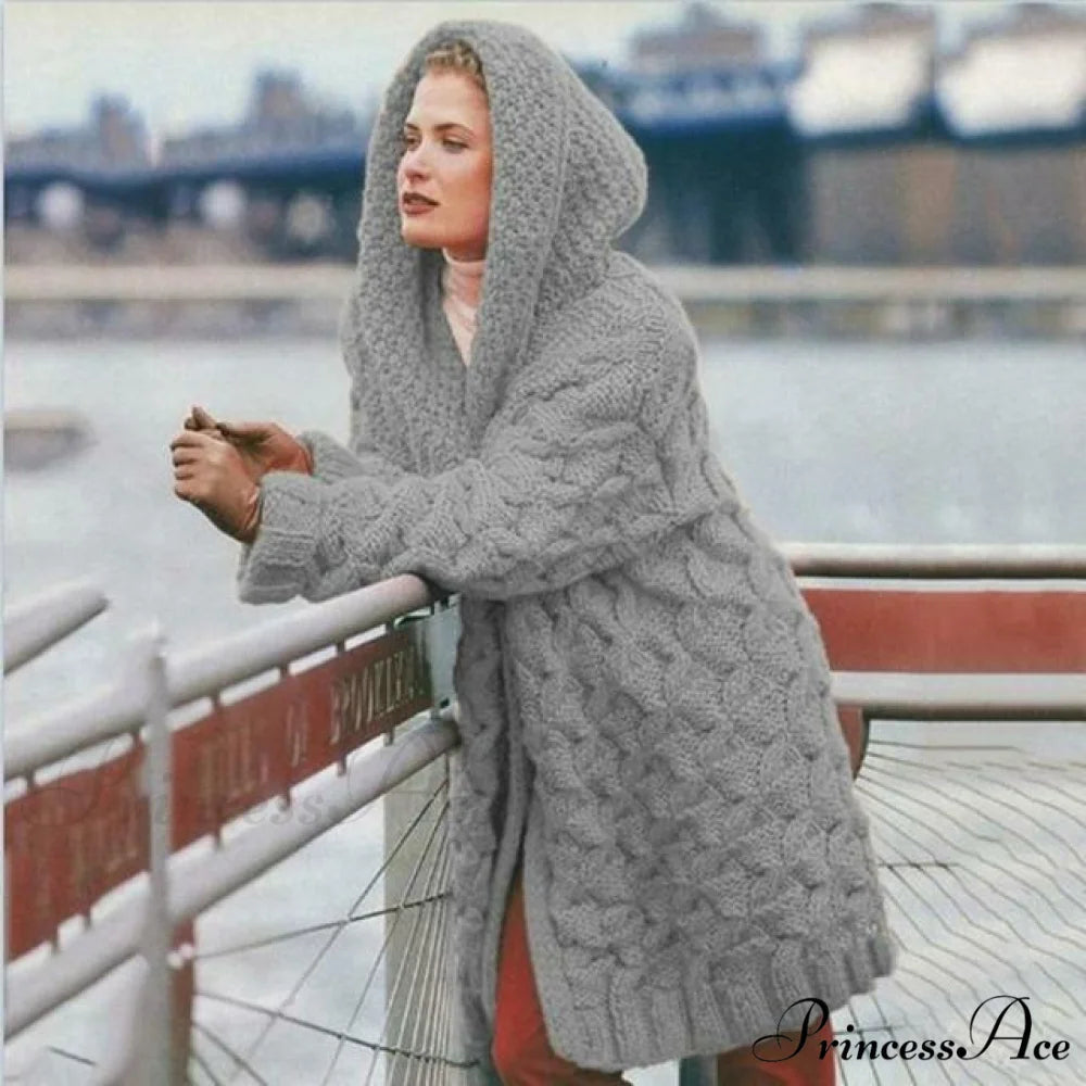 Knitted Elegant Cardigan Light Gray / S