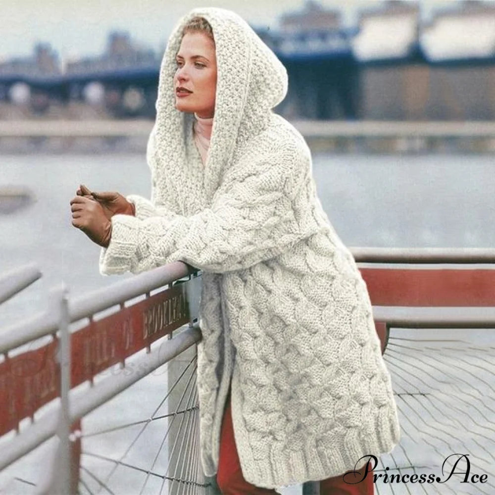 Knitted Elegant Cardigan White / S