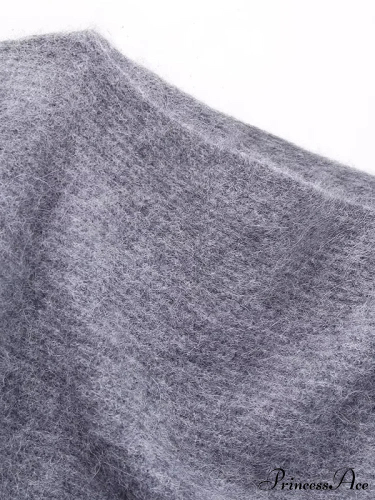 Knitted for Sweater Asymmetrical Arm Long Top Women