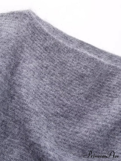 Knitted for Sweater Asymmetrical Arm Long Top Women