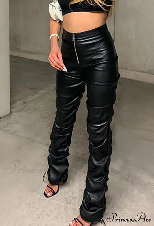 Knitted Lace Puff Trendy Sleeve Patchwork Top Black / S