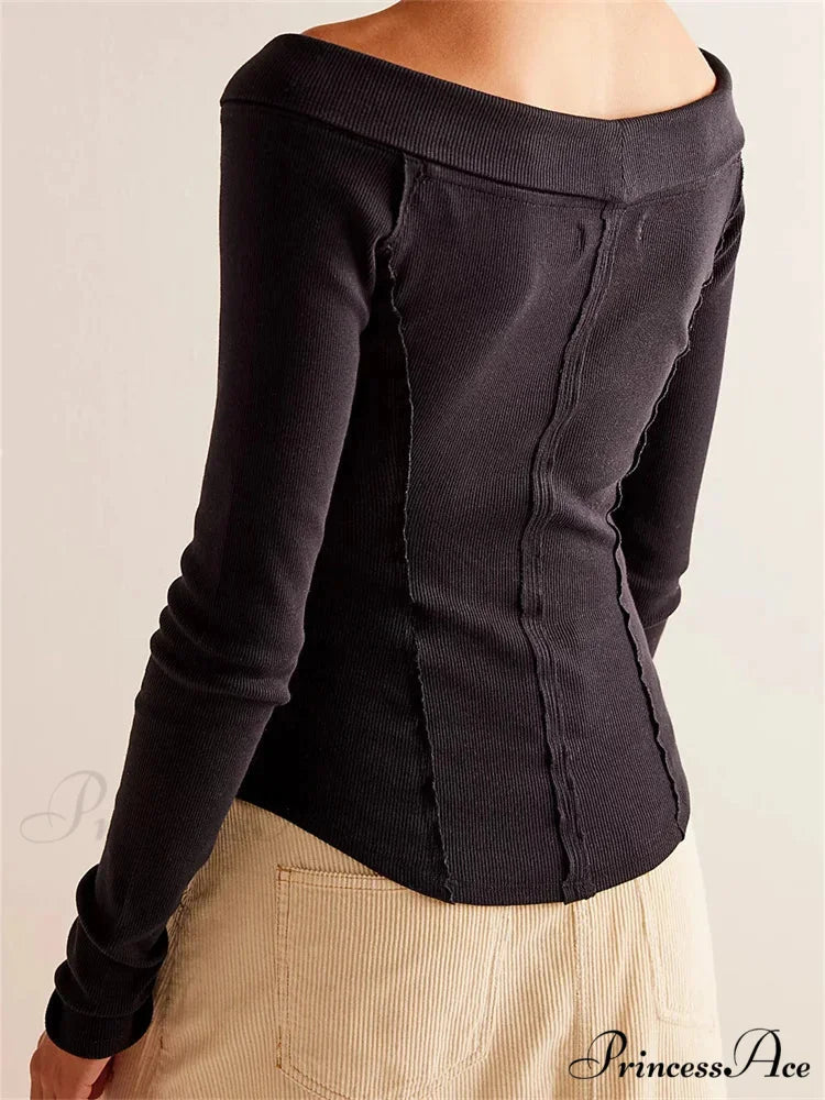 Knitted Patchwork Solid Color Long Sleeve Double Zip Up T-shirts