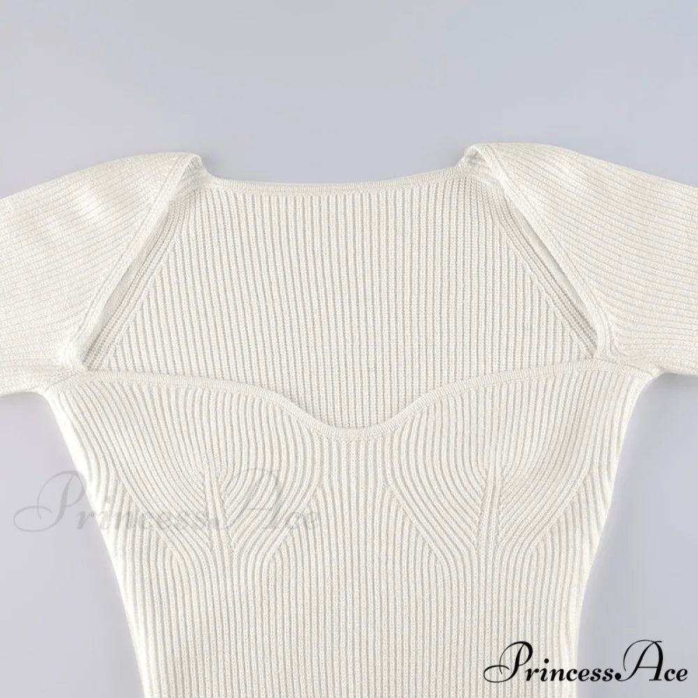 Knitted Sleeves Gown and Women Long Sweater Shoulder Off with Design