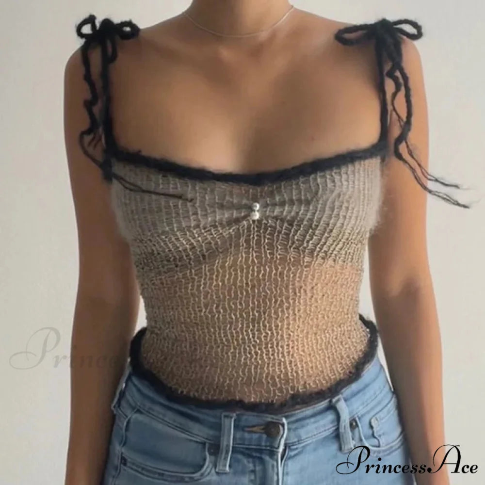 Knitted Slit Fitted Cropped Top GRAY / S croptop-250223