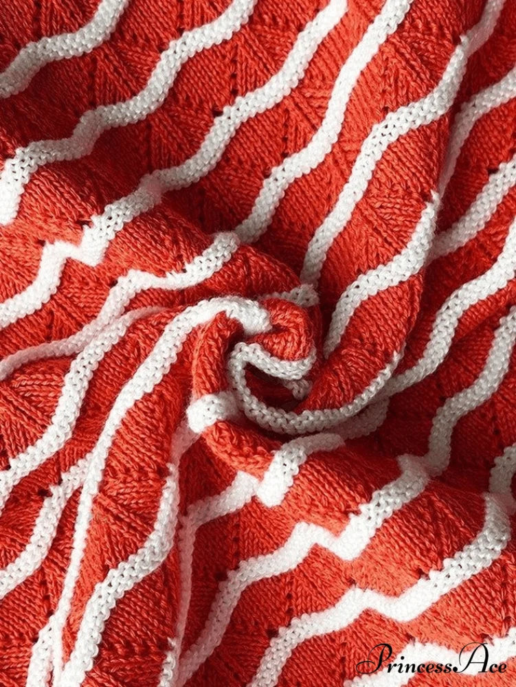 Knitted Stripe Long Trendy Sleeve Maxi Dress