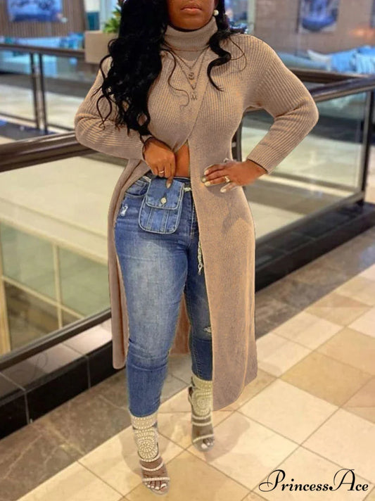 Knitted Tassels Graceful Ripped Long Cardigan