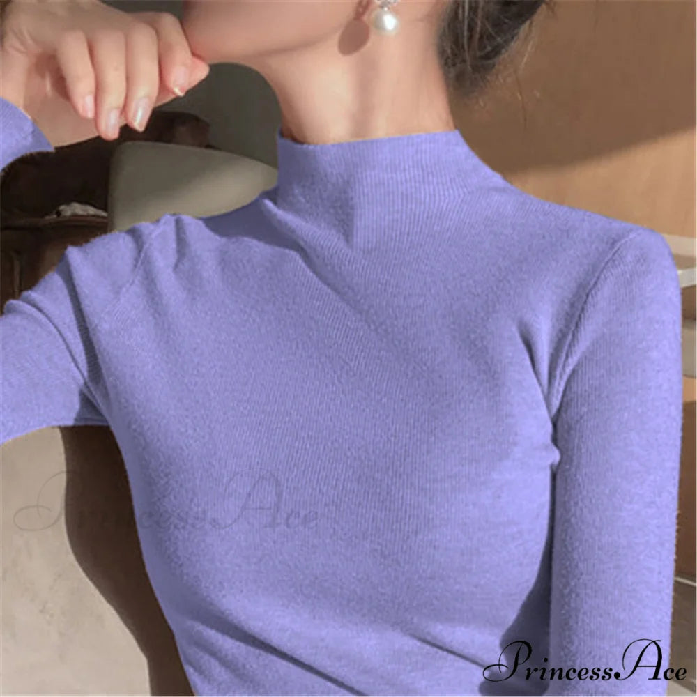 Knitted Turtleneck Pullovers Top