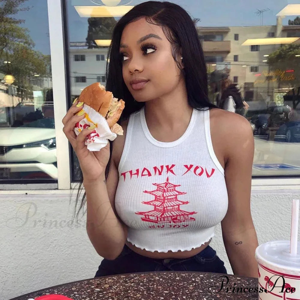 Knitting Print O Neck Off Shoulder 2024 Women Casual Slim Streetwear Crop Female Vacation Clothes Tank top WHITE / S