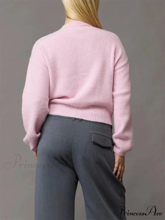 Knotted Button Plain Knit Cardigan cardigans-241228