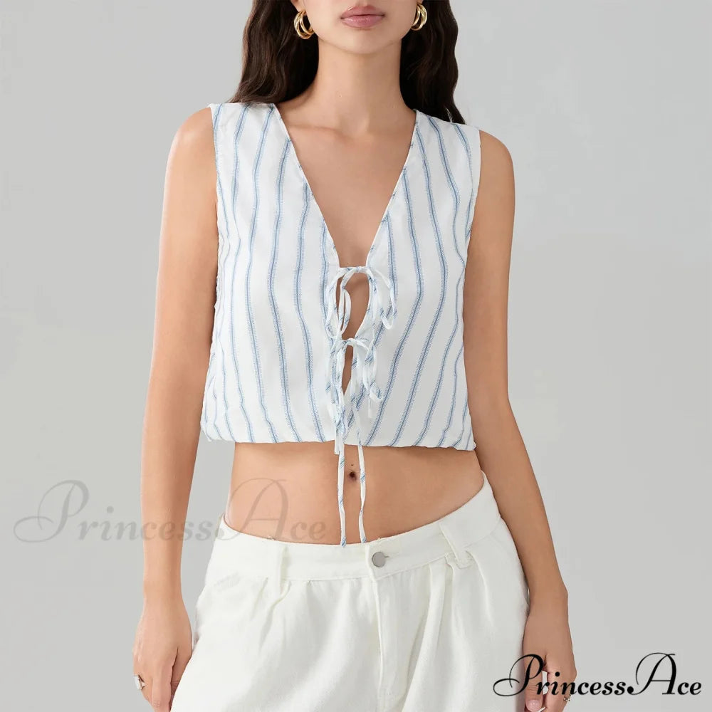 Knotted Striped Bandage Cropped Top croptop-250223