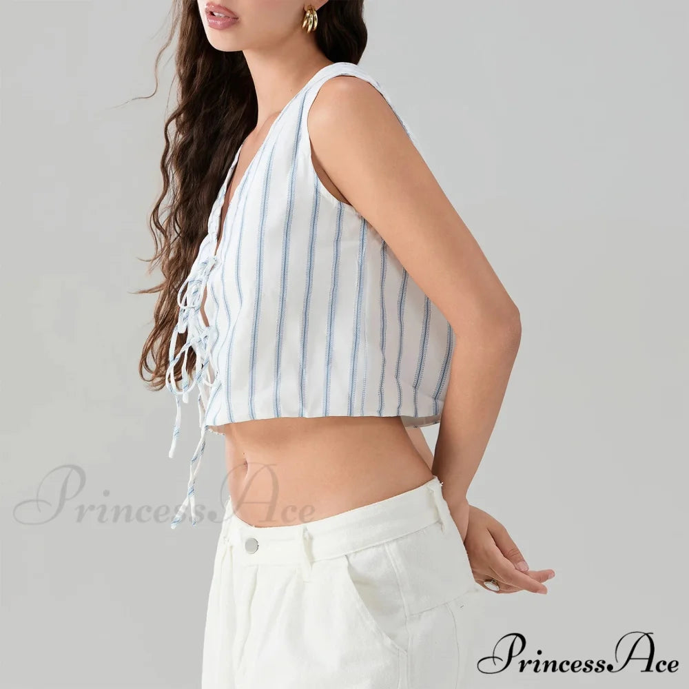 Knotted Striped Bandage Cropped Top croptop-250223