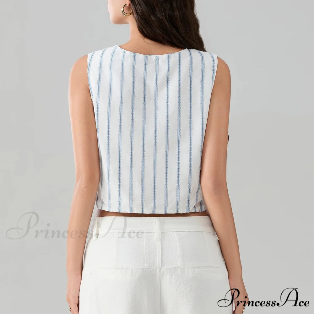 Knotted Striped Bandage Cropped Top croptop-250223