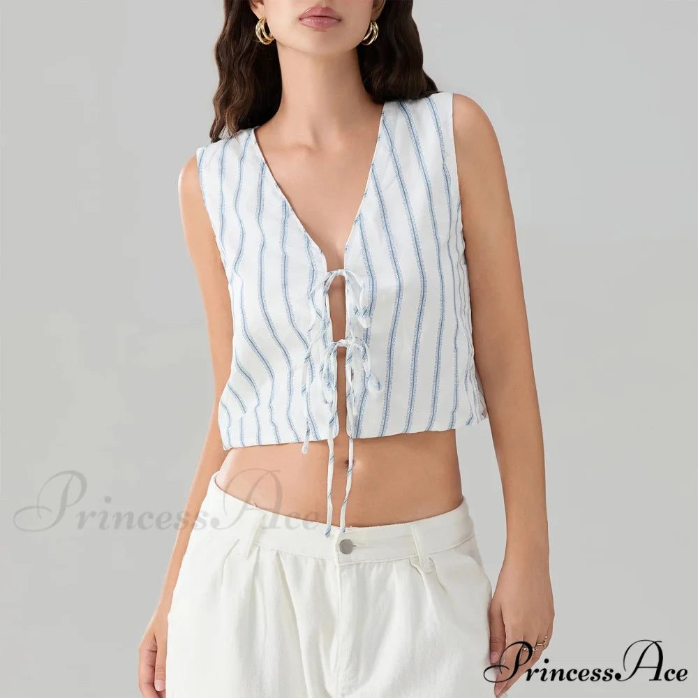 Knotted Striped Bandage Cropped Top croptop-250223