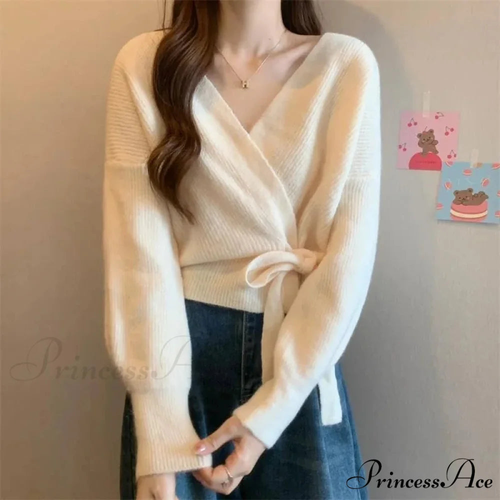 Knotted Waist Slimming Knit Cardigan WHITE / One Size cardigans-241228