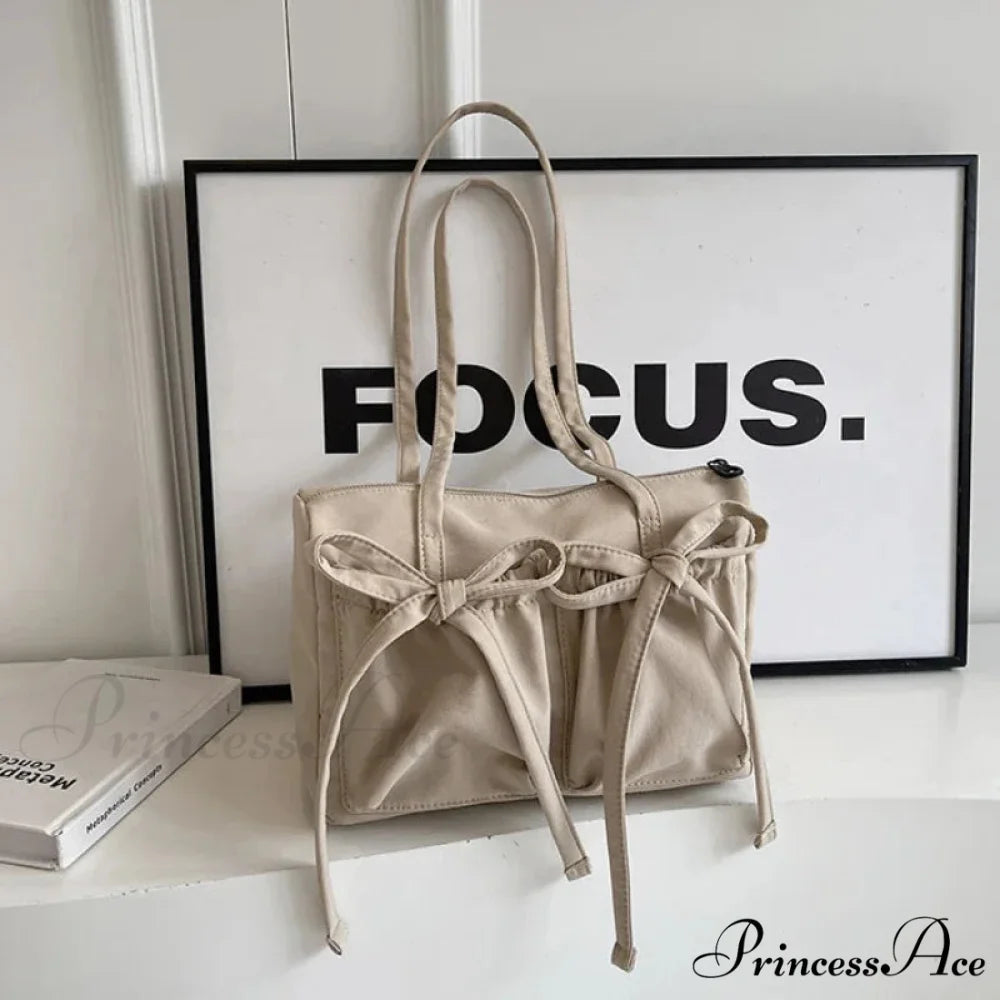 Korean Arch Nylon Collapsible Shoulder Bag Khaki shoulder-250126